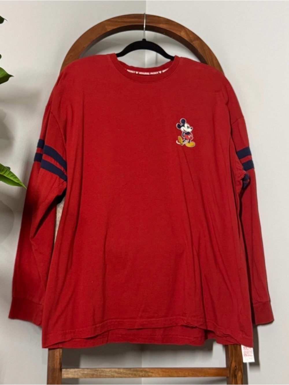Disney Mickey XL Red 100% Cotton Long Sleeve Tee Shirt